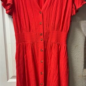 She + Sky Vibrant Red Midi Dress